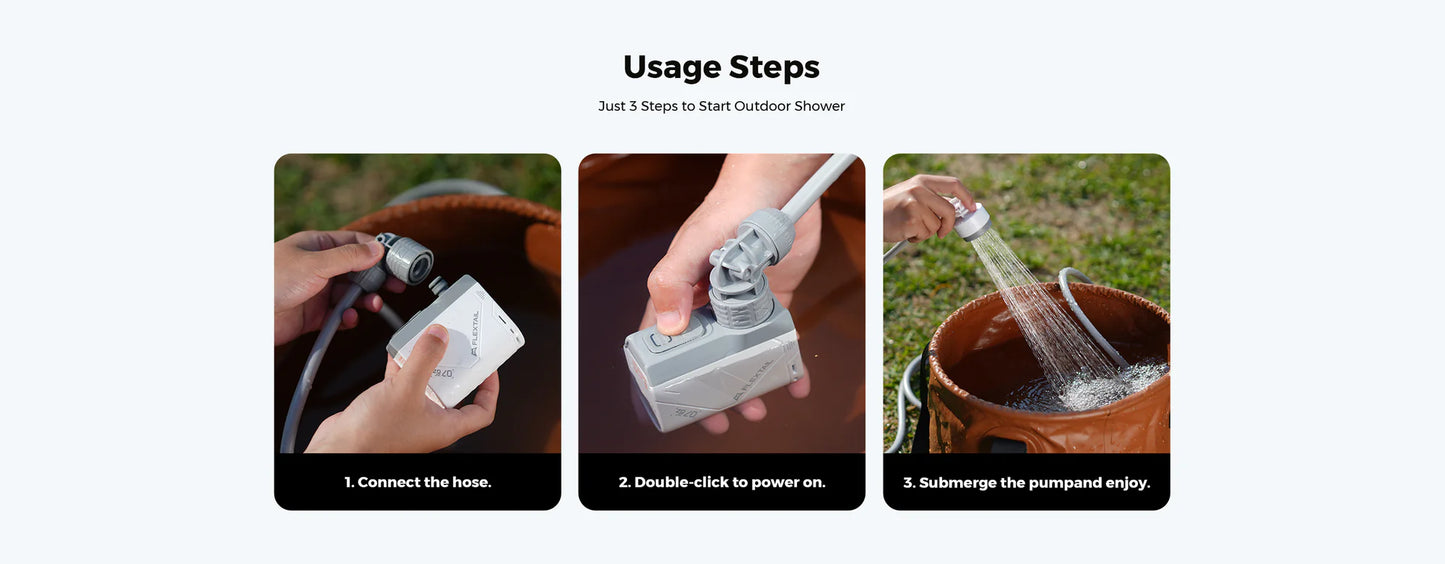 Flextail TINY SHOWER TS2500 – przenośny prysznic kempingowy z akumulatorem