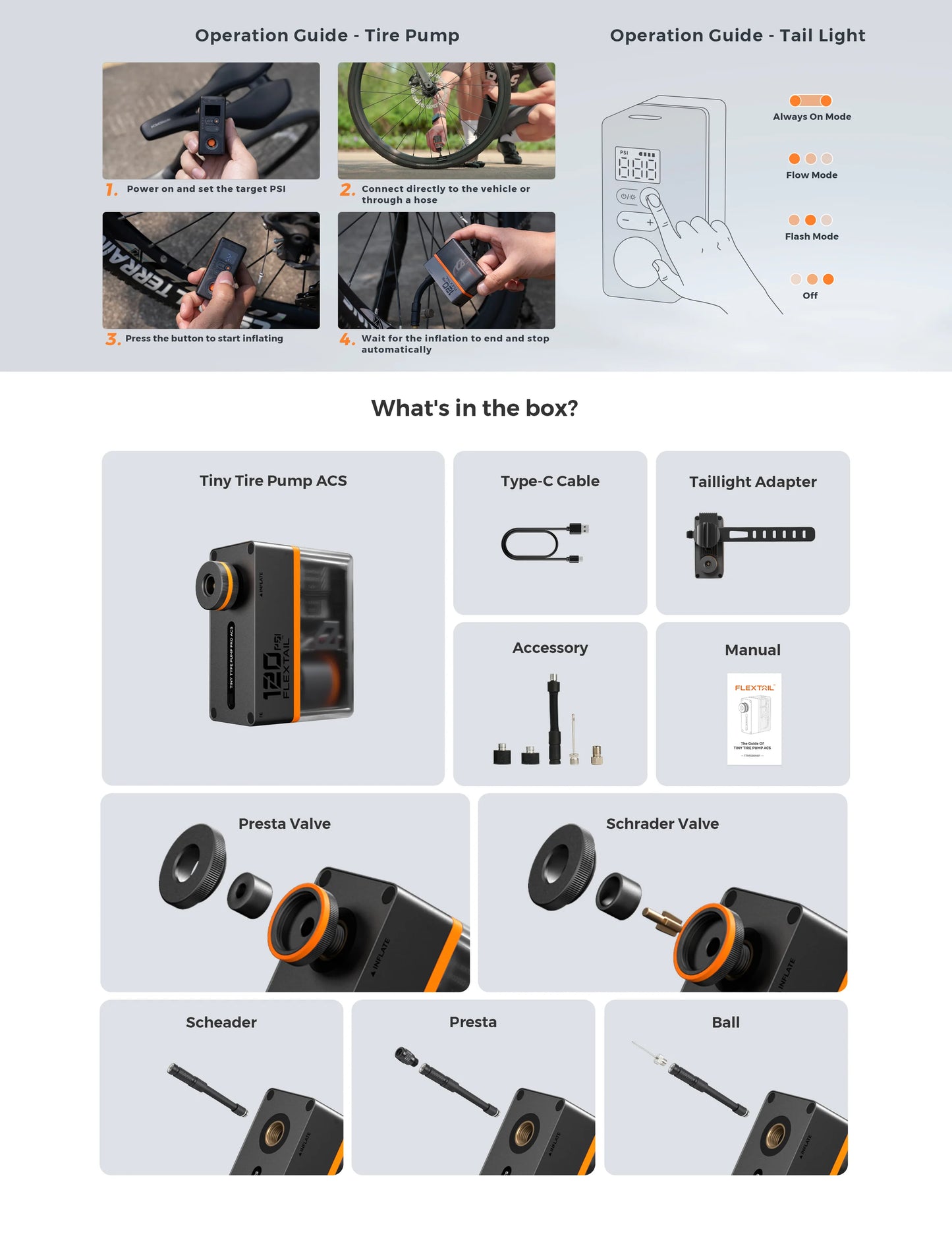 Flextail Tiny Tire Pump 200 – kompaktowa pompka rowerowa 2w1 z funkcją oświetlenia