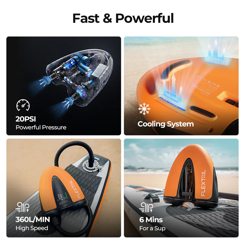 Flextail EVO SUP PUMP – wydajna, akumulatorowa pompka do desek SUP