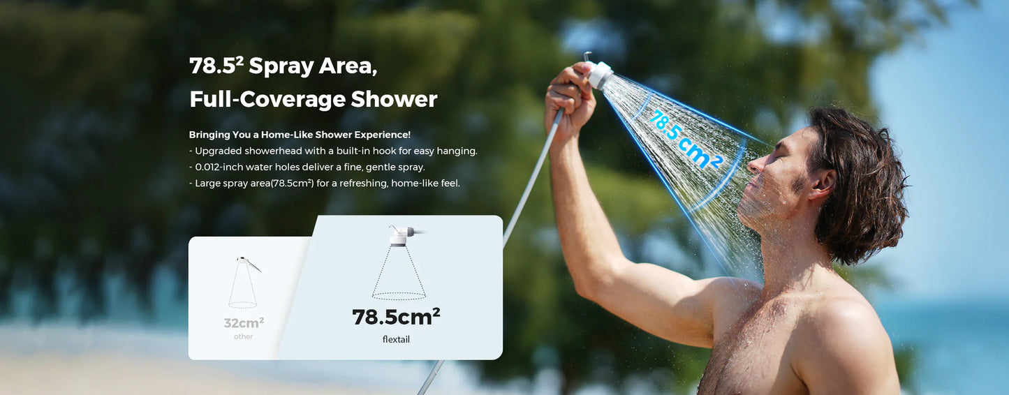 Flextail TINY SHOWER TS2500 – przenośny prysznic kempingowy z akumulatorem