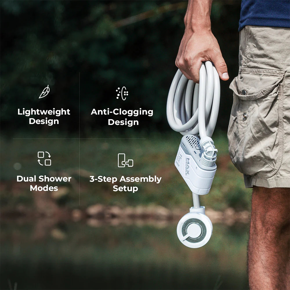 Flextail MAX SHOWER - Ultralekki prysznic zewnętrzny z możliwością ładowania